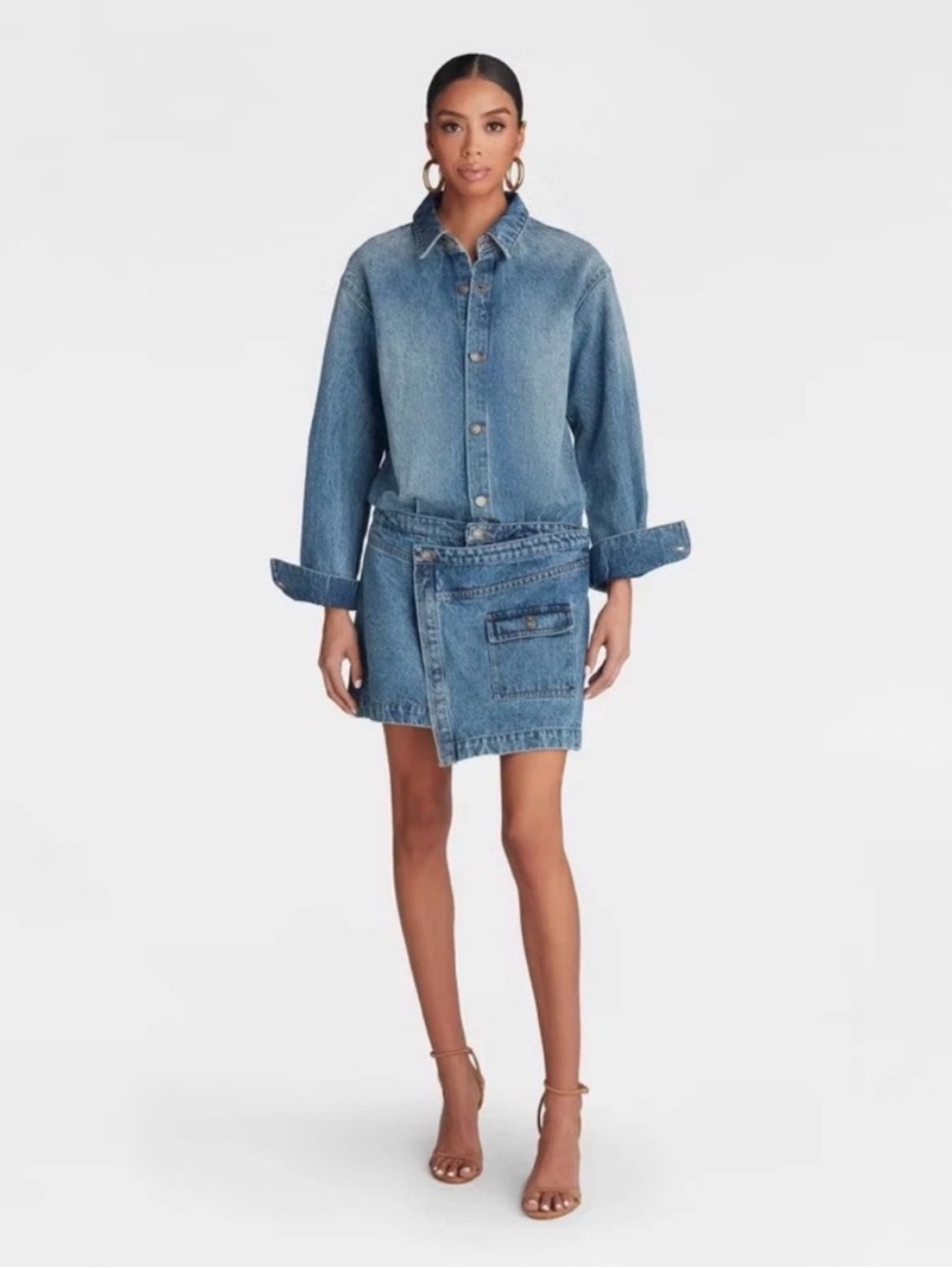 'The Asymm Denim Dress' - Medium Wash XL